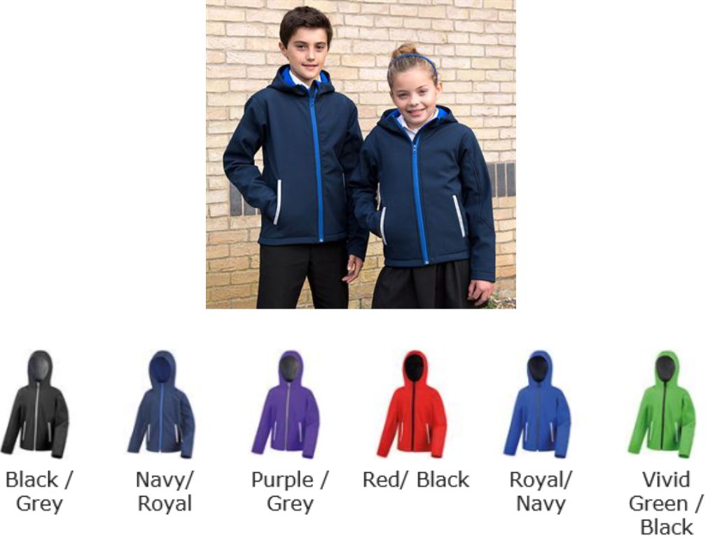Result RS224B Kid's TX Performance Hooded Softshell  Result RS224B Kid's TX Performance Hooded Softshell